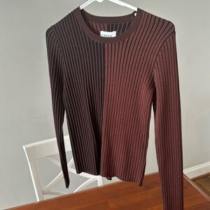 PISTOLA BETSY VARIEGATED RIB LONG SLEEVE CREWNECK - COCOA NOIR